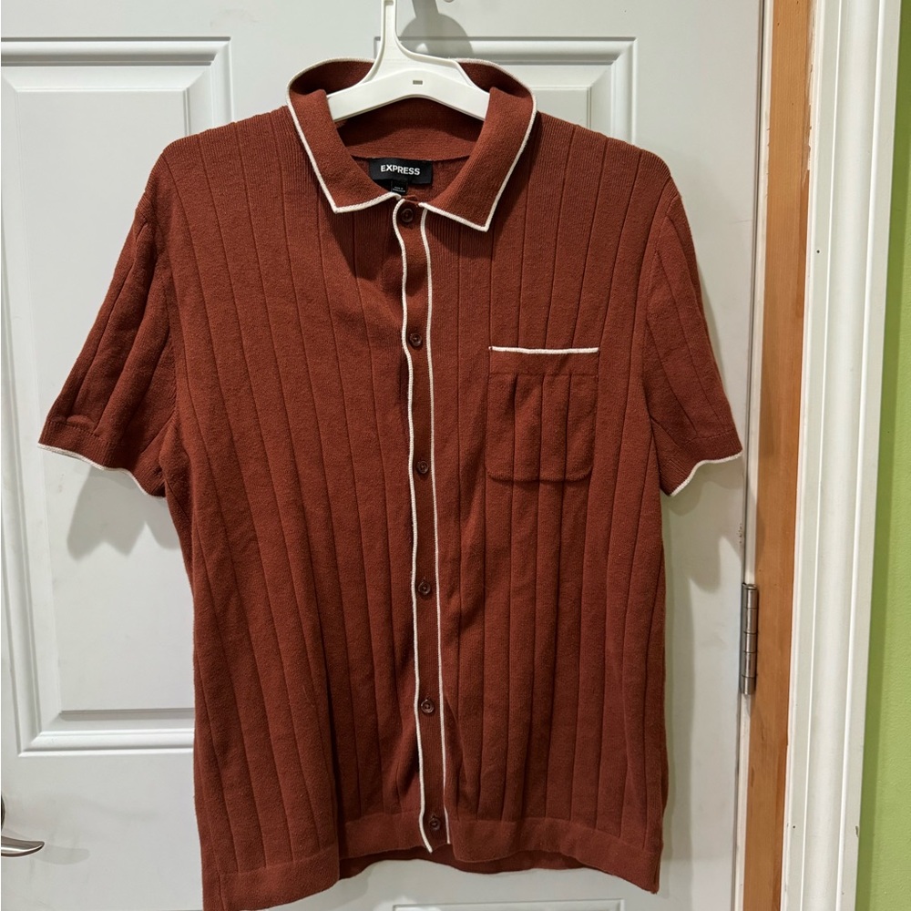 Express Men's Casual Rust Button Down Shirt
